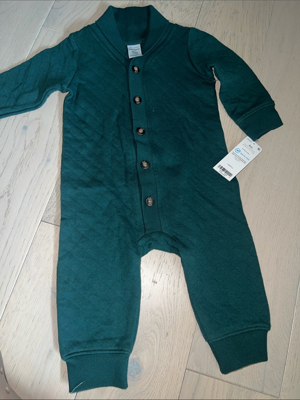 Carters Kids Emerald Green Quilted One-Piece Romper